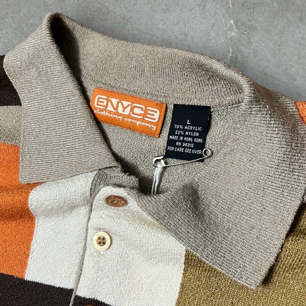 Orange Brown Tan Block Pattern Polo - image 2